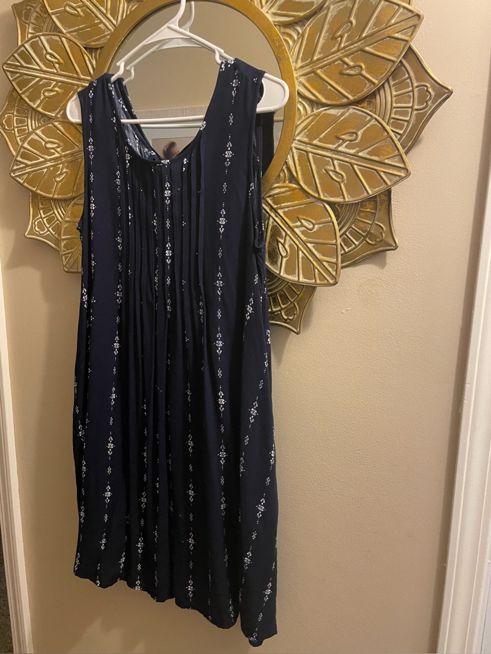 Navy Blue sleeveless 
Mini Dress Size L
P-P 21”
From shoulder 37” Long
EUC